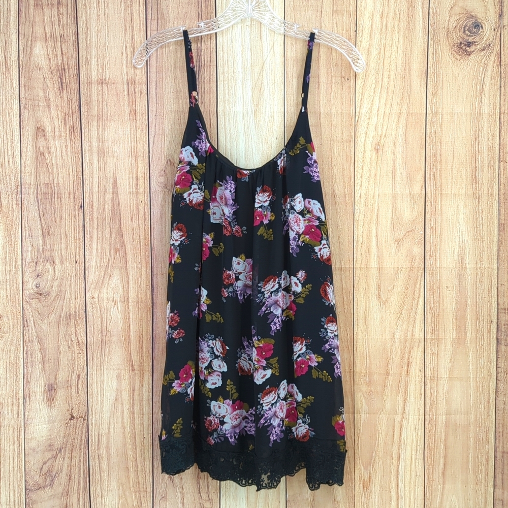 TOBI Black Floral Mini Dress Lace Sz S